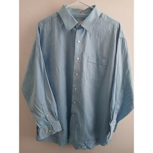 Men's Tommy Bahama Long Sleeve Button Down Blue Dress Shirt Size 17 32-33